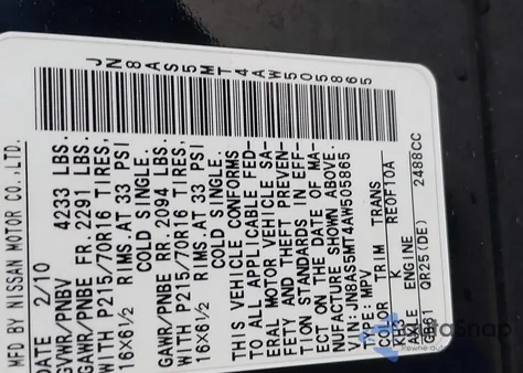 2010 Nissan Rogue S z USA, uszkodzony, nr VIN JN8AS5MT4AW505865